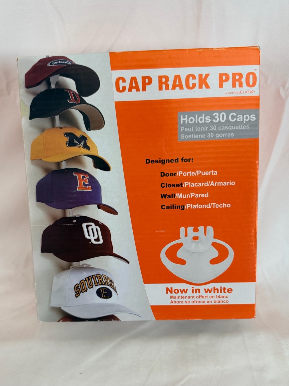 Perfect Curve Cap Rack - holds 30 caps - white